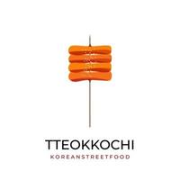 tteokbokki-illustrationslogo mit bambusspieß oder tteokkochi vektor