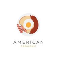 utsökt amerikan frukost illustration logotyp med korv vektor