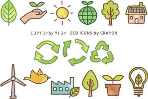 handgezeichnete Eco-Icons mit Buntstift vektor