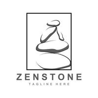 Gleichgewichtsstein-Logo-Design, Vektortherapiestein, Massagestein, heißer Stein und Zenstone, Produktmarkenillustration vektor