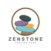 Gleichgewichtsstein-Logo-Design, Vektortherapiestein, Massagestein, heißer Stein und Zenstone, Produktmarkenillustration vektor