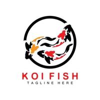 Koi-Fisch-Logo-Design, chinesischer Glücks- und Triumph-Zierfischvektor, Firmenmarke Goldfisch-Symbol vektor