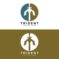 Trident logotyp mall vektor ikon design, gud krigsvapen, spjut kraften i havet