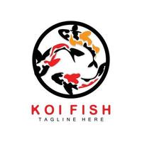 Koi-Fisch-Logo-Design, chinesischer Glücks- und Triumph-Zierfischvektor, Firmenmarke Goldfisch-Symbol vektor