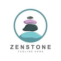 Gleichgewichtsstein-Logo-Design, Vektortherapiestein, Massagestein, heißer Stein und Zenstone, Produktmarkenillustration vektor