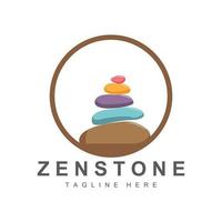 Gleichgewichtsstein-Logo-Design, Vektortherapiestein, Massagestein, heißer Stein und Zenstone, Produktmarkenillustration vektor