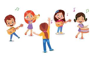 Lycklig barn spelar instrument och sång vektor