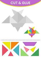 utbildning spel för barn skära och lim pussel geometrisk form tryckbar kalkylblad vektor