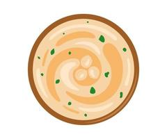 Kichererbsen-Hummus, Lebensmittel in Teller einfügen, Ansicht von oben. traditionelles arabisches essen. vegetarische vegane Proteinmahlzeit. Sahnepüree aus Bohnen. Vektor-Illustration vektor