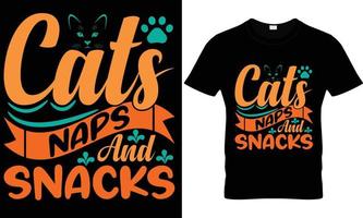 Katzen Nickerchen und Snacks T-Shirt-Design vektor