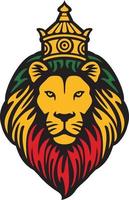 der löwe von judah kopf mit krone - rastafari reggae symbol. Vektor-Illustration. vektor