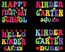 Kindergarten-Kader-T-Shirt-Designpaket. vektor