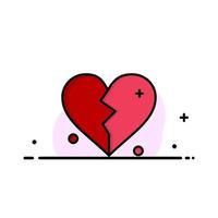 bruten kärlek hjärta bröllop företag platt linje fylld ikon vektor baner mall