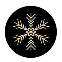 Vektor goldene Schneeflocke am runden Hintergrundsymbol. Illustration für das Web