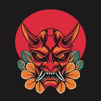 Vektor japanische Oni-Maske Retro-Illustration