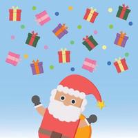 weihnachtstag hintergrund vektor fröhlicher schöner regen von geschenkbox und weihnachtsmann einkaufen online liebe banner dekoration für weihnachtstag online shop design. weihnachtsmann geschenkbox illustration.
