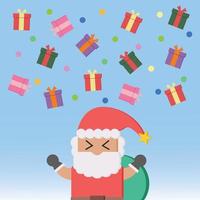 jul dag bakgrund vektor glad söt kärlek grupp regn av gåva låda och santa claus handla uppkopplad kärlek baner dekoration design. jul dag santa claus gåva låda vektor illustration.