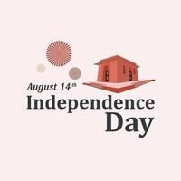 14:e augusti, oberoende dag med iqbal Mazar lahore fort vektor