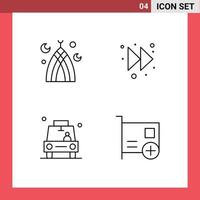 grupp av 4 fylld linje platt färger tecken och symboler för islamic plats muslim rätt taxi redigerbar vektor design element