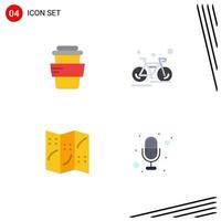 uppsättning av 4 kommersiell platt ikoner packa för glas navigering cykel sport mic redigerbar vektor design element