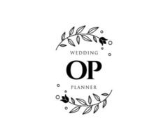 op initialer brev bröllop monogram logotyper samling, hand dragen modern minimalistisk och blommig mallar för inbjudan kort, spara de datum, elegant identitet för restaurang, boutique, Kafé i vektor