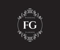 fg initialen brief hochzeitsmonogramm logos sammlung, handgezeichnete moderne minimalistische und florale vorlagen für einladungskarten, save the date, elegante identität für restaurant, boutique, café im vektor