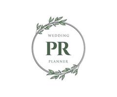 pr initialen brief hochzeit monogramm logos sammlung, handgezeichnete moderne minimalistische und florale vorlagen für einladungskarten, save the date, elegante identität für restaurant, boutique, café im vektor