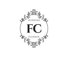 fc initialen brief hochzeitsmonogramm logos sammlung, handgezeichnete moderne minimalistische und florale vorlagen für einladungskarten, save the date, elegante identität für restaurant, boutique, café im vektor