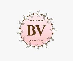 anfängliches bv feminines logo. verwendbar für Natur-, Salon-, Spa-, Kosmetik- und Schönheitslogos. flaches Vektor-Logo-Design-Vorlagenelement. vektor
