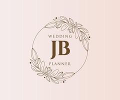 jb initialen brief hochzeitsmonogramm logos sammlung, handgezeichnete moderne minimalistische und florale vorlagen für einladungskarten, save the date, elegante identität für restaurant, boutique, café im vektor