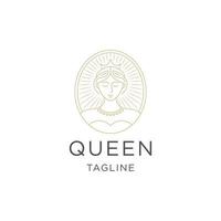 Queen-Line-Logo-Icon-Design-Vorlage flacher Vektor