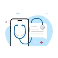 Online-Gesundheitsdienstberatung der mobilen App oder fragen Sie den flachen Designvektor eps10 der Doktorkonzeptillustration. modernes grafisches element für die zielseite, leere benutzeroberfläche, infografik, symbol