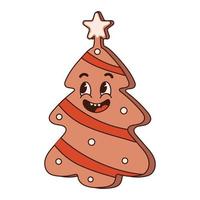 pepparkaka småkakor i de form av en jul träd. i en trendig häftig stil. vibrafon 70-tal. för grafik, vykort, affischer. vektor