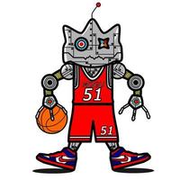 Basketball-Roboter-Vektorillustration für T-Shirts, T-Shirts und andere. vektor