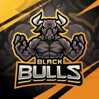 Black Bulls Fighter Esport Maskottchen Logo Design vektor