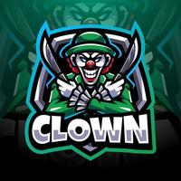 Clown-Esport-Maskottchen-Logo-Design vektor