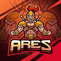 ares eSport-Maskottchen-Logo-Design vektor