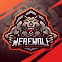 Werwolf-Esport-Maskottchen-Logo-Design vektor