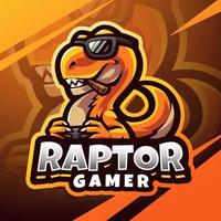 raptor gamer esport maskottchen logo design vektor