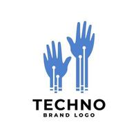 illustration av en hand på en teknologi tema för några företag med en teknologi tema vektor