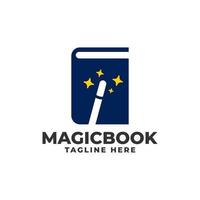 Illustration eines Buches mit einem Zauberstab im Inneren. gut für irgendein Geschäft bezogen auf Buch.