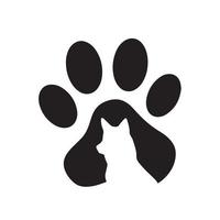 Silhouette einer Hundepfote. Pfotenabdrücke. das Hundewelpen-Symbol. eine Spur von einem Haustier. vektor