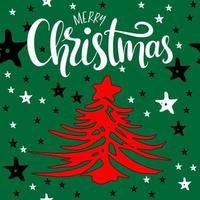 kreativ gezeichnete fichte, weihnachtsbaumpostkarte. rote Silhouette, einfache Form, interessante Präsentation. Vektor mit der Wirkung eines handgezeichneten Weihnachtsbaums.