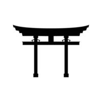 Torii-Tor-Silhouette. Schwarz-Weiß-Icon-Design-Elemente auf isoliertem weißem Hintergrund vektor