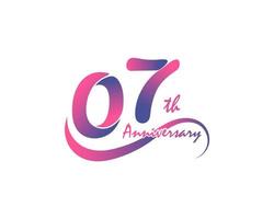 Logotyp zum 7-jährigen Jubiläum. 7. Jahrestag Vorlagendesign für kreative Poster, Flyer, Broschüren, Einladungskarten
