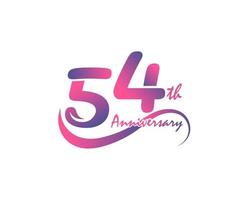 54 år årsdag logotyp. 54: e årsdag mall design för kreativ affisch, flygblad, folder, inbjudan kort vektor