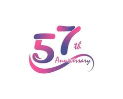 57 år årsdag logotyp. 57: e årsdag mall design för kreativ affisch, flygblad, folder, inbjudan kort vektor