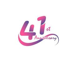 Logotyp zum 41-jährigen Jubiläum. 41. Jahrestag Vorlagendesign für kreative Poster, Flyer, Broschüren, Einladungskarten vektor