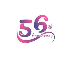 Logotyp zum 56-jährigen Jubiläum. 56-jähriges Jubiläum Vorlagendesign für kreative Poster, Flyer, Broschüren, Einladungskarten vektor