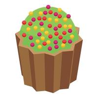 Weihnachtsbonbon-Cupcake-Symbol, isometrischer Stil vektor